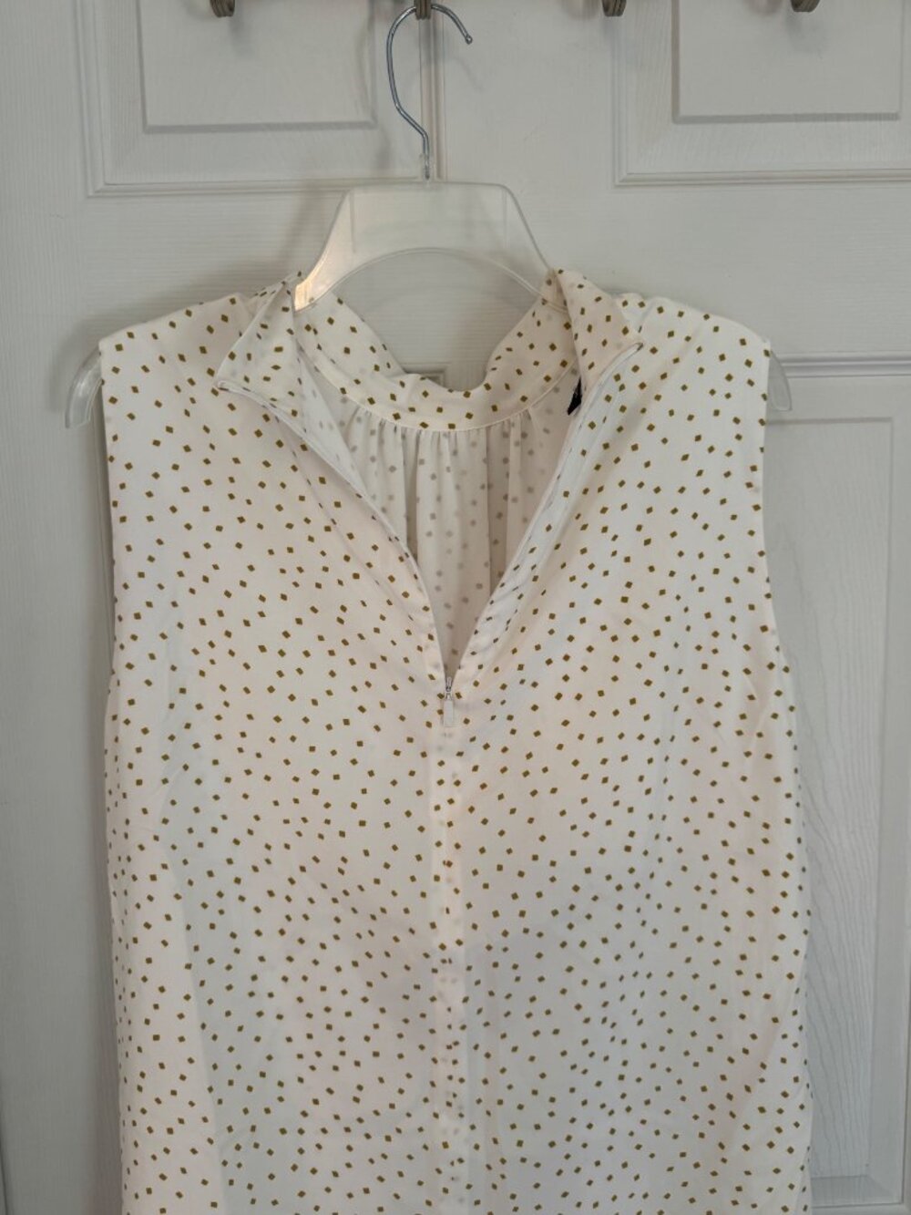 Lafayette 148 NY Leeann 100% Silk Mock Neck Alabaster Sleeveless Blouse XL - Picture 7 of 9